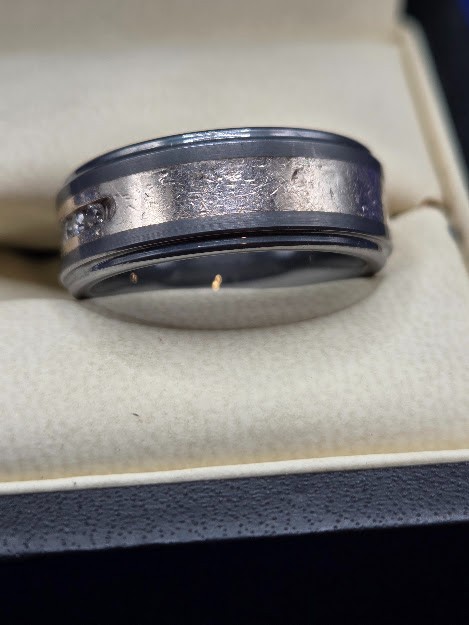 Men’s Size 8 Wedding Ring 9 Diamonds Triton Tungsten Carbide .925 Get it first