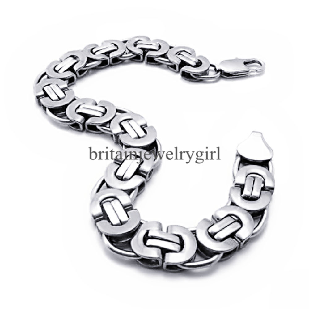 8.7″ Mens High Polished Stainless Steel Chunky Chain Wristband Bracelet *11MM