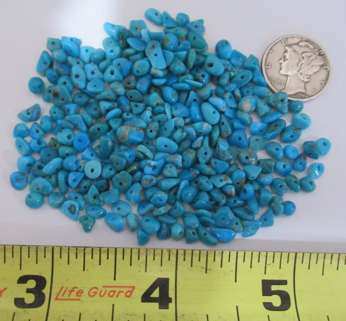SLEEPING BEAUTY TURQUOISE 1/2 OZ SMALL DRILLED NUGGETS 4X3mm TO 7X4mm #642