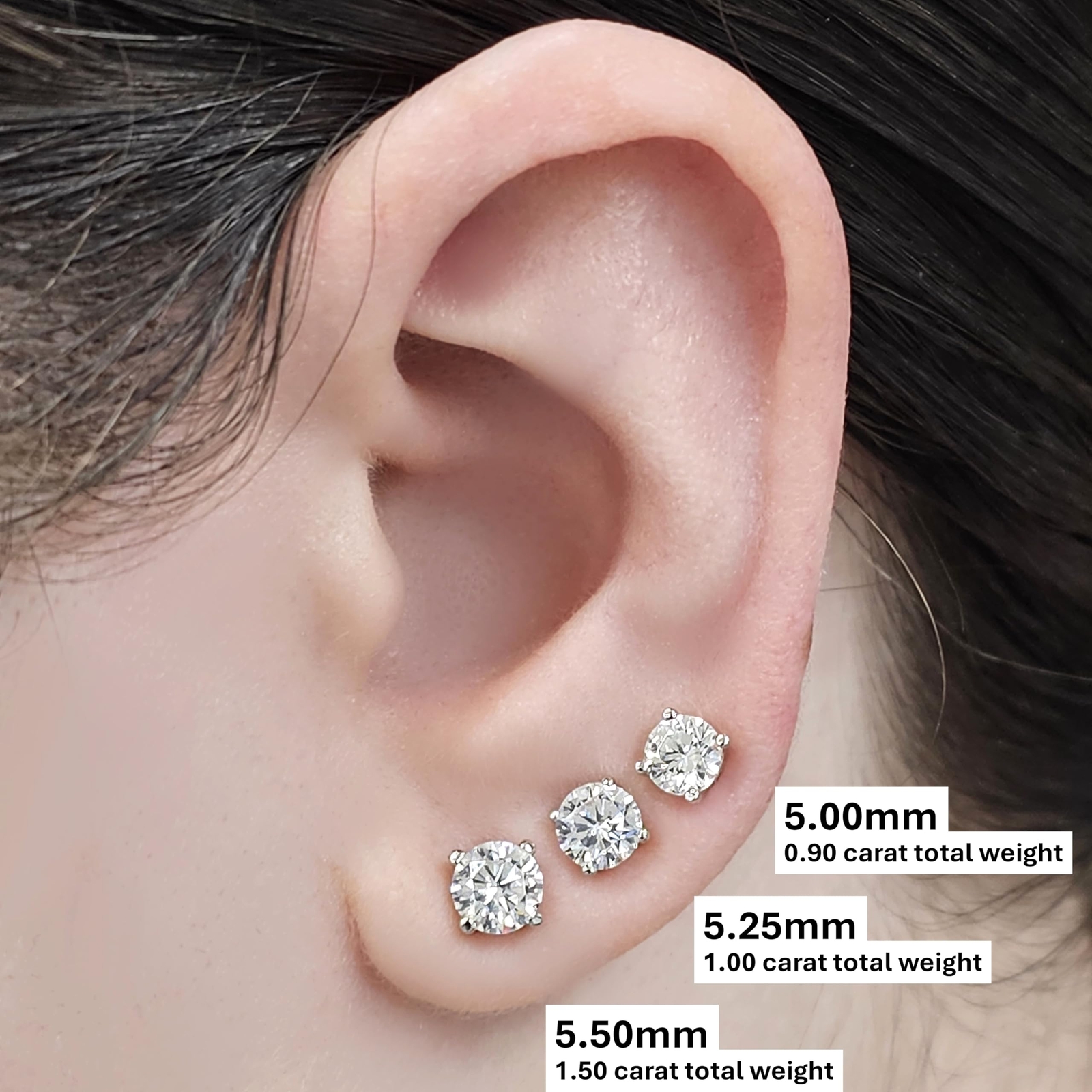 14K Gold Post & Sterling Silver 4 Prong Stud Earrings Pure Brilliance Zirconia