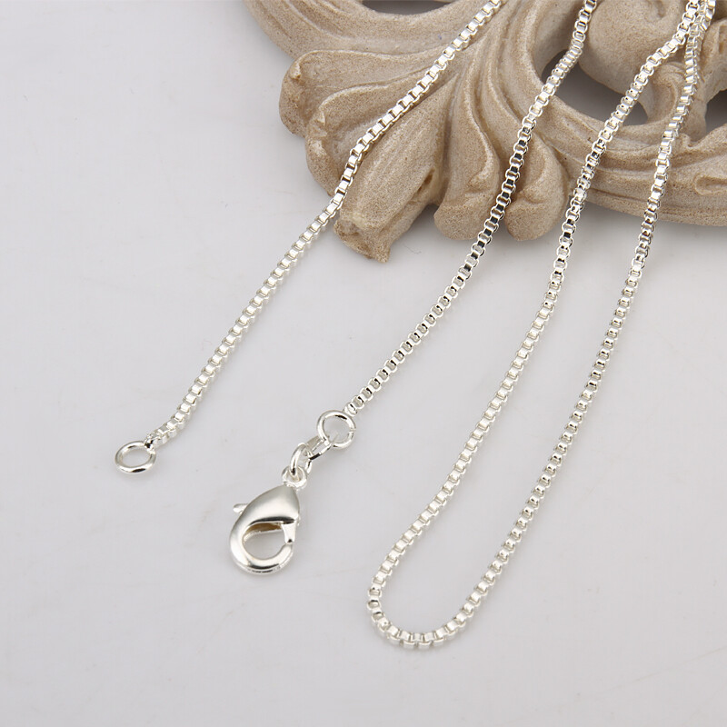 Mens Womens 925 Sterling Silver 2mm Wide Square Box Link Chain Necklace #N248