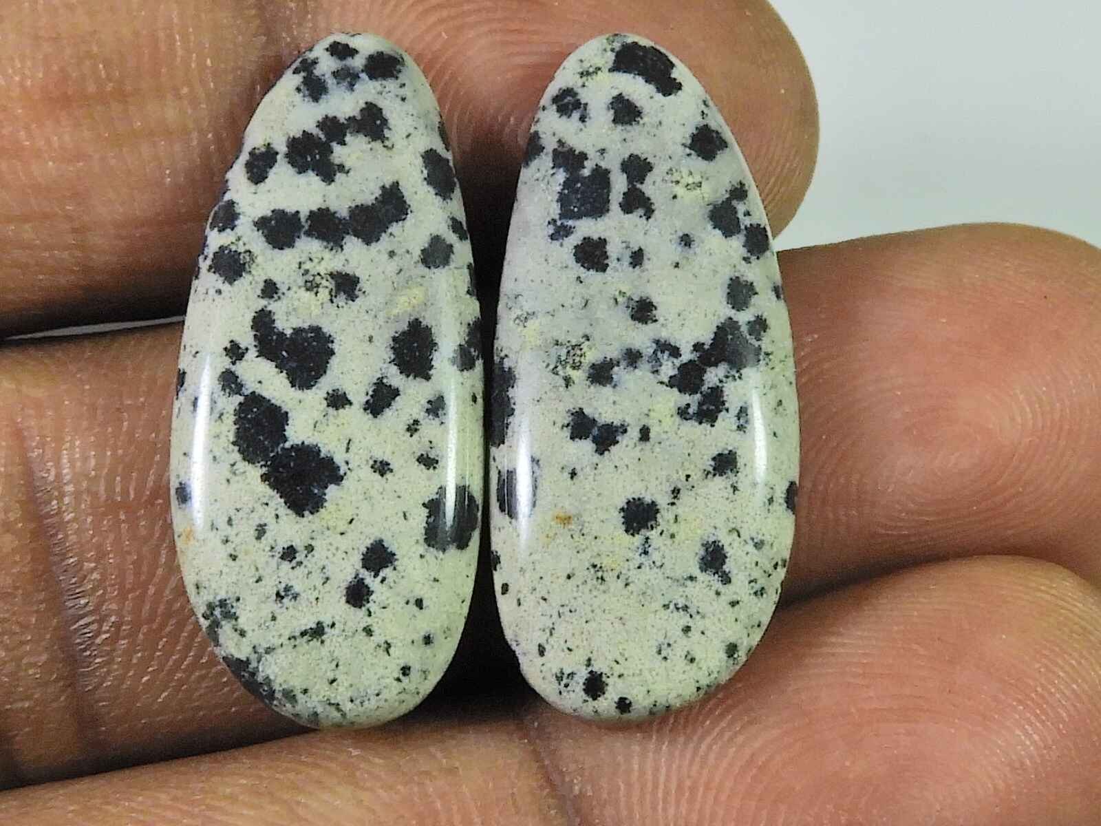 24.15Cts. Natural Dalmation Jasper (12mm X 24mm each) Cabochon Match Pair W811