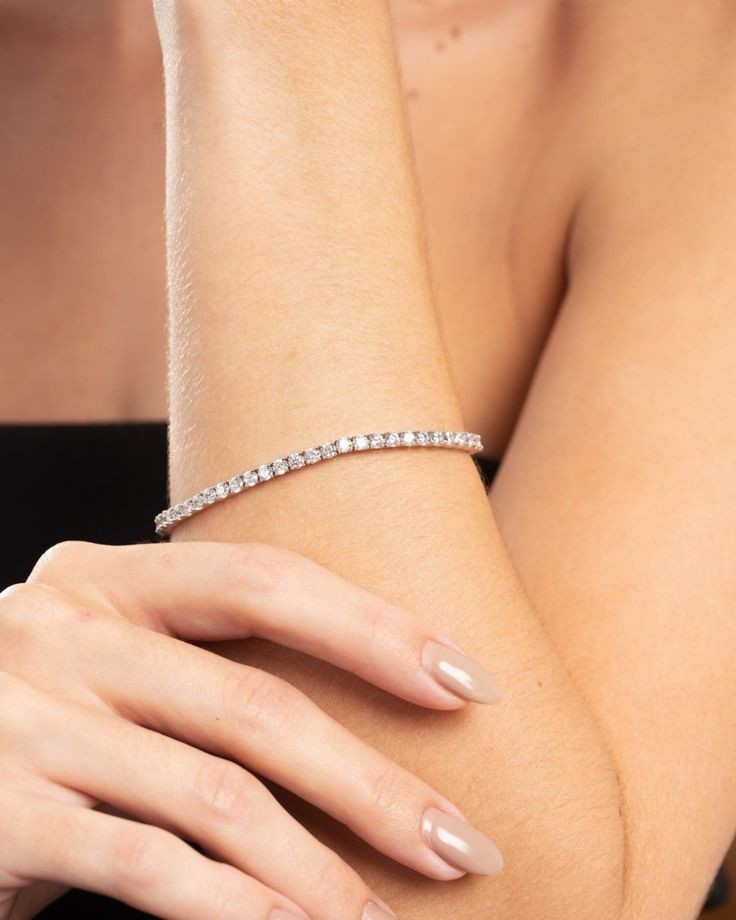 4mm, VS1 White Diamonds Tennis Bracelet-14Ct 7″ Inch 18K White Gold Plated