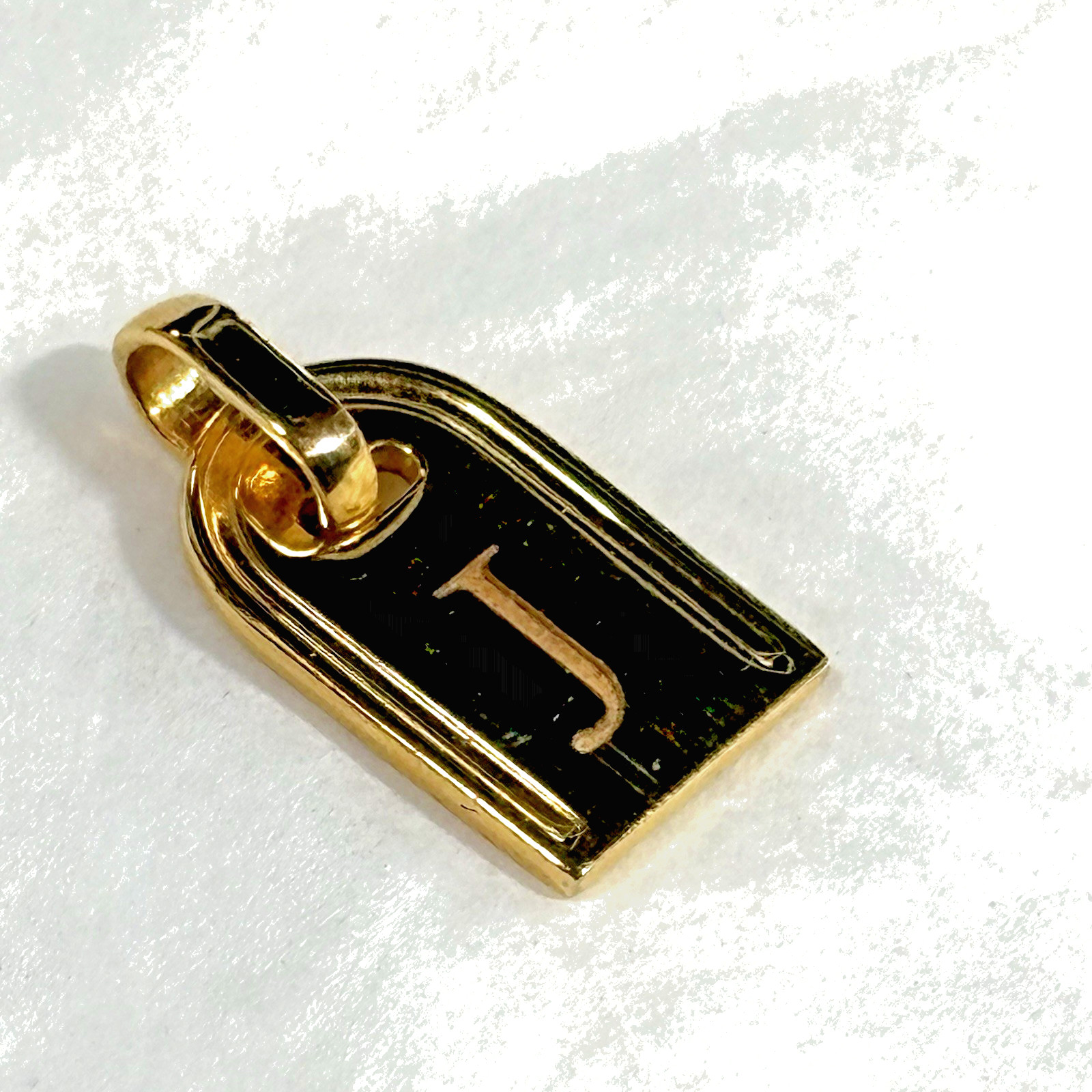 Vintage Bronze Milor Italy Gold Tone Letter J Pendant Retro Arch Initial 1″