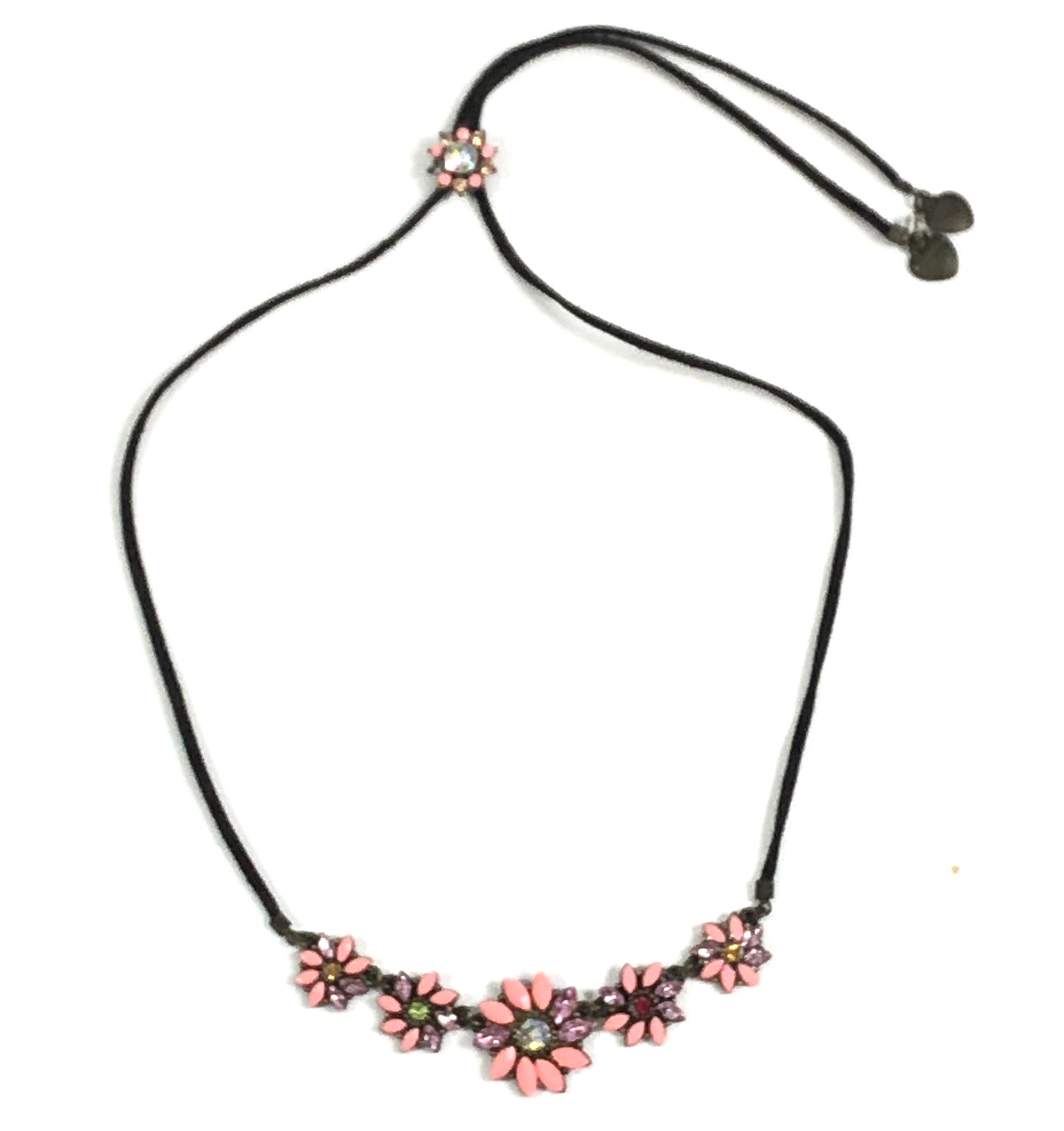 Betsey Johnson Necklace Pink Flower Adjustable Slide