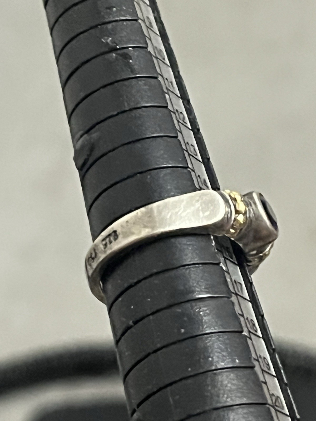 LAGOS Silver & 18K Yellow Gold Caviar Ring Size 7