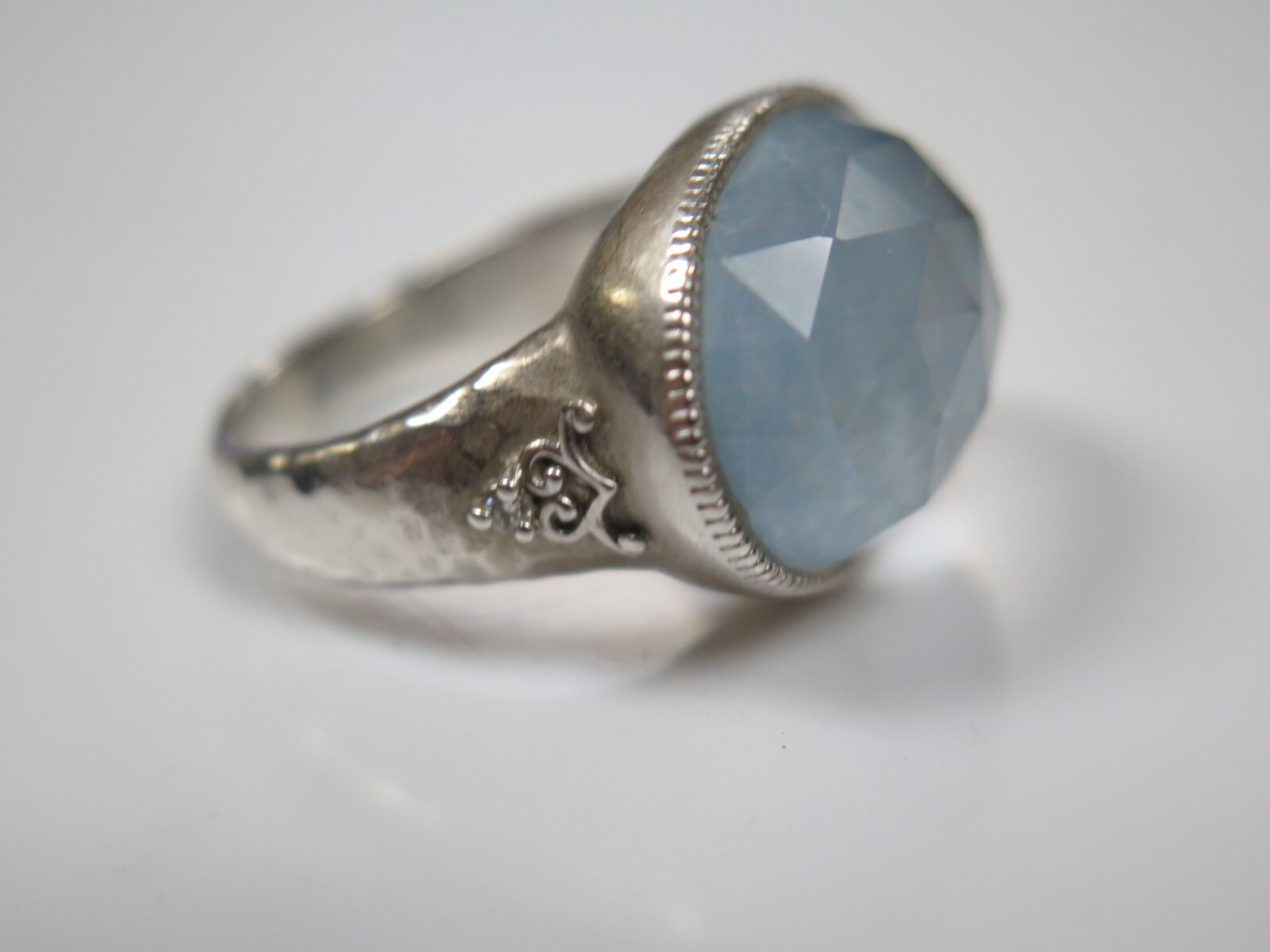 Gabriel & Co Sterling Silver Oval Rock Crystal Blue Jade Size 9