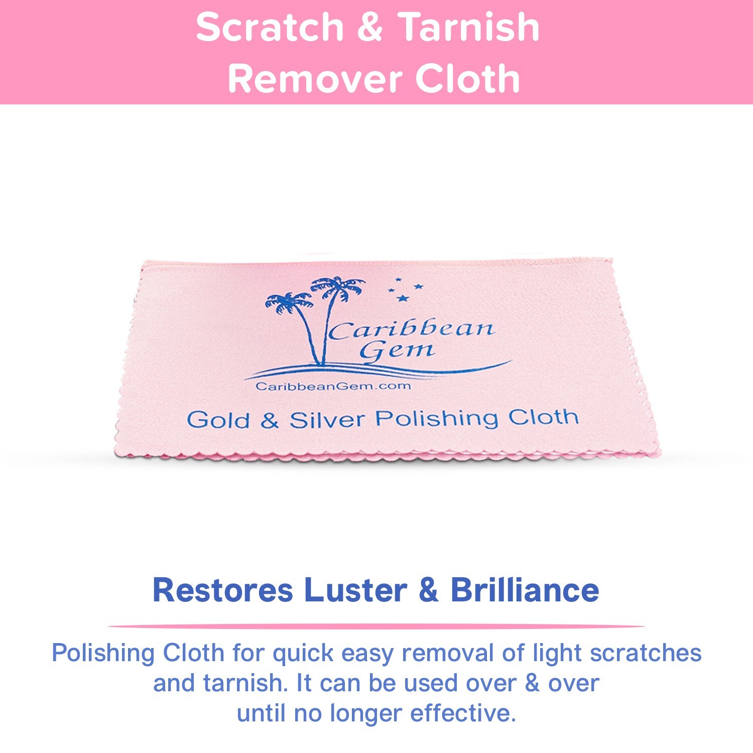 Caribbean Gem Jewelry Cleaner 4 pack Polishing Cloths For All Type Of Jewelry