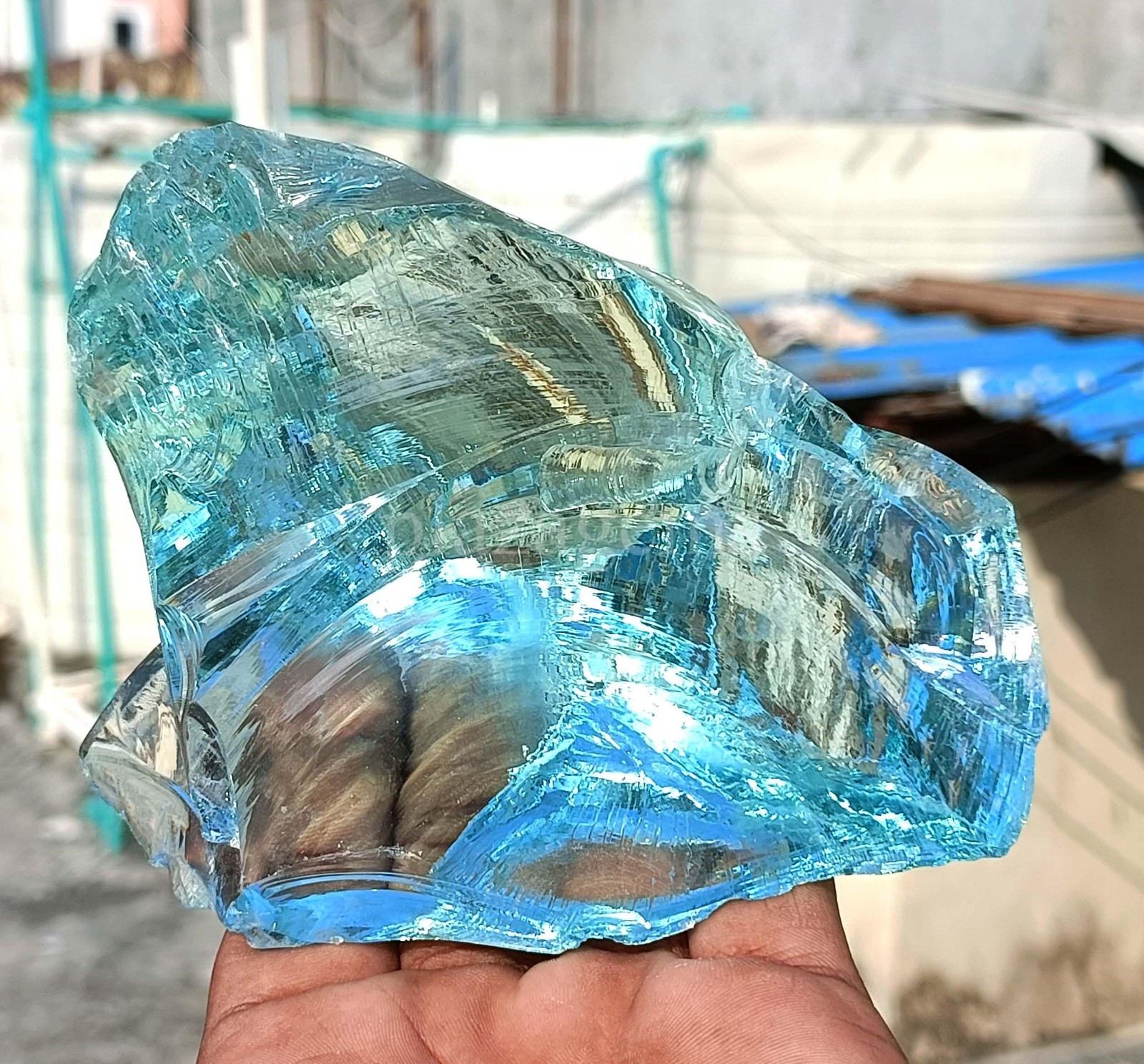 EGL 3094 Ct Natural Aquamarine Rough Transparent Uncut Gemstone 130X94 MM ” 5OSI