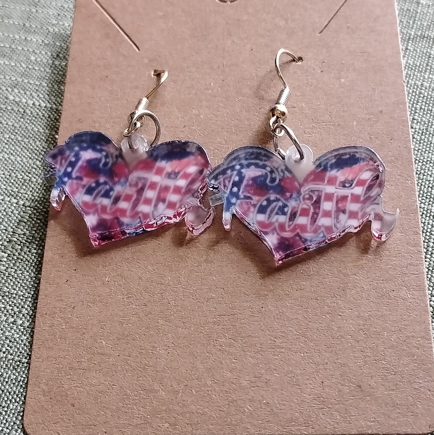 Faith Patriotic Heart Earrings. Happy 250th America! 6031