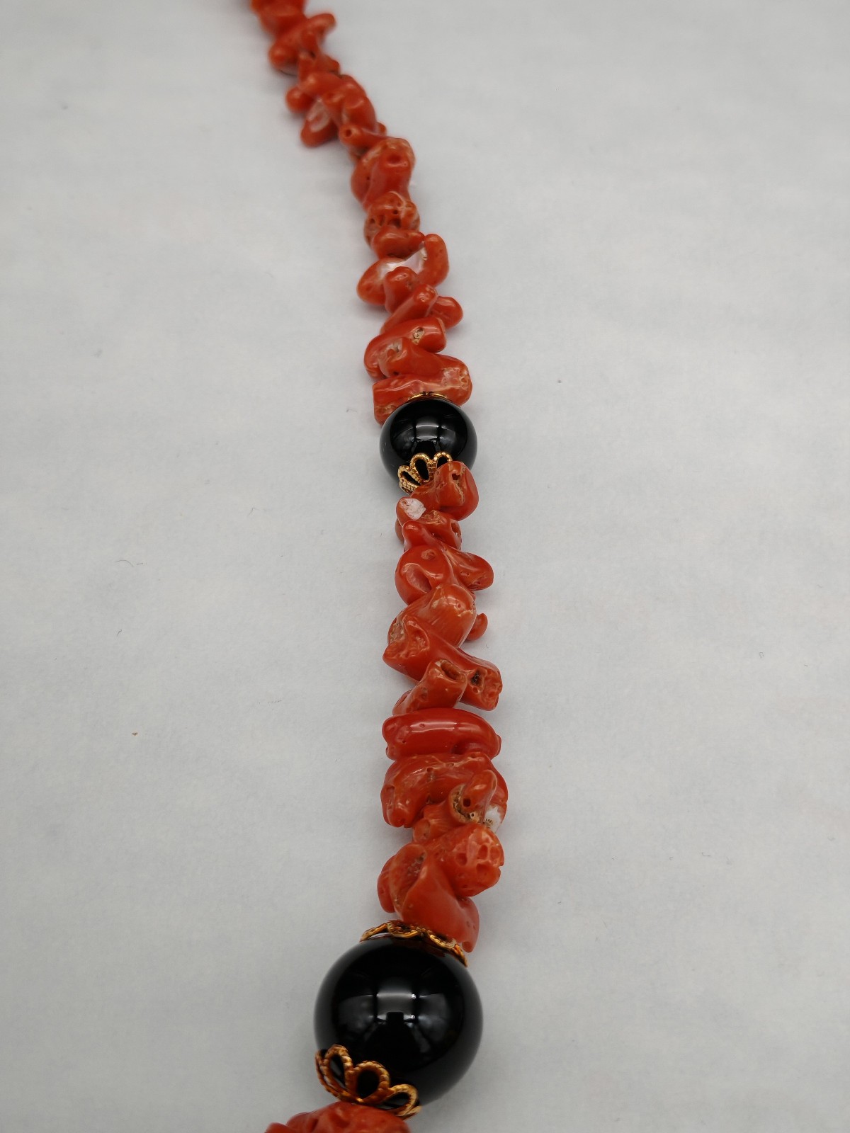 Women’s Red Coral Necklace of Sardinia Black Onyx Silver Italian Jewelry