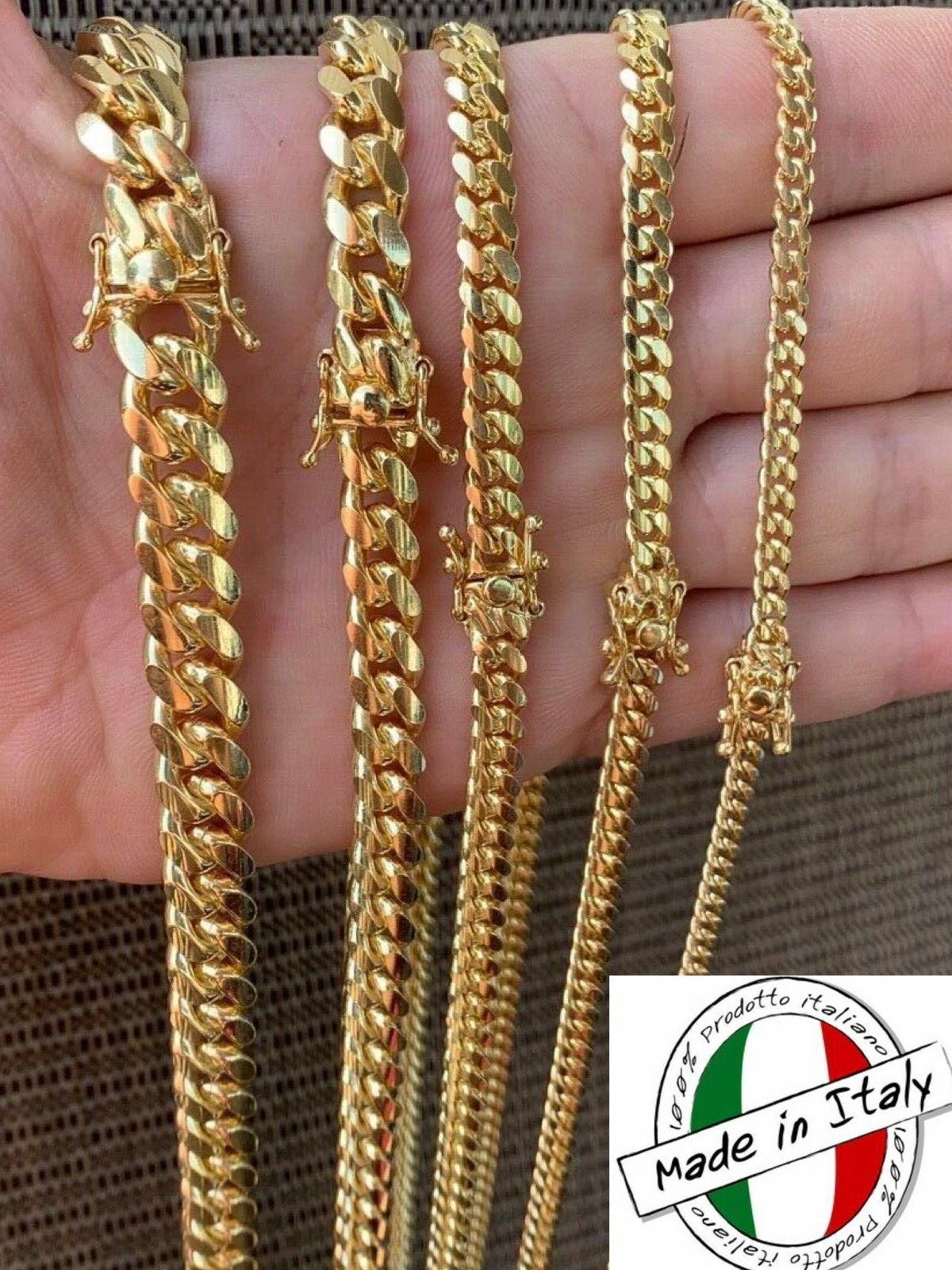 Cadena O Pulsera Cubana Para Hombre – Oro De 14k Sobre Plata Solida 925 ITALIA