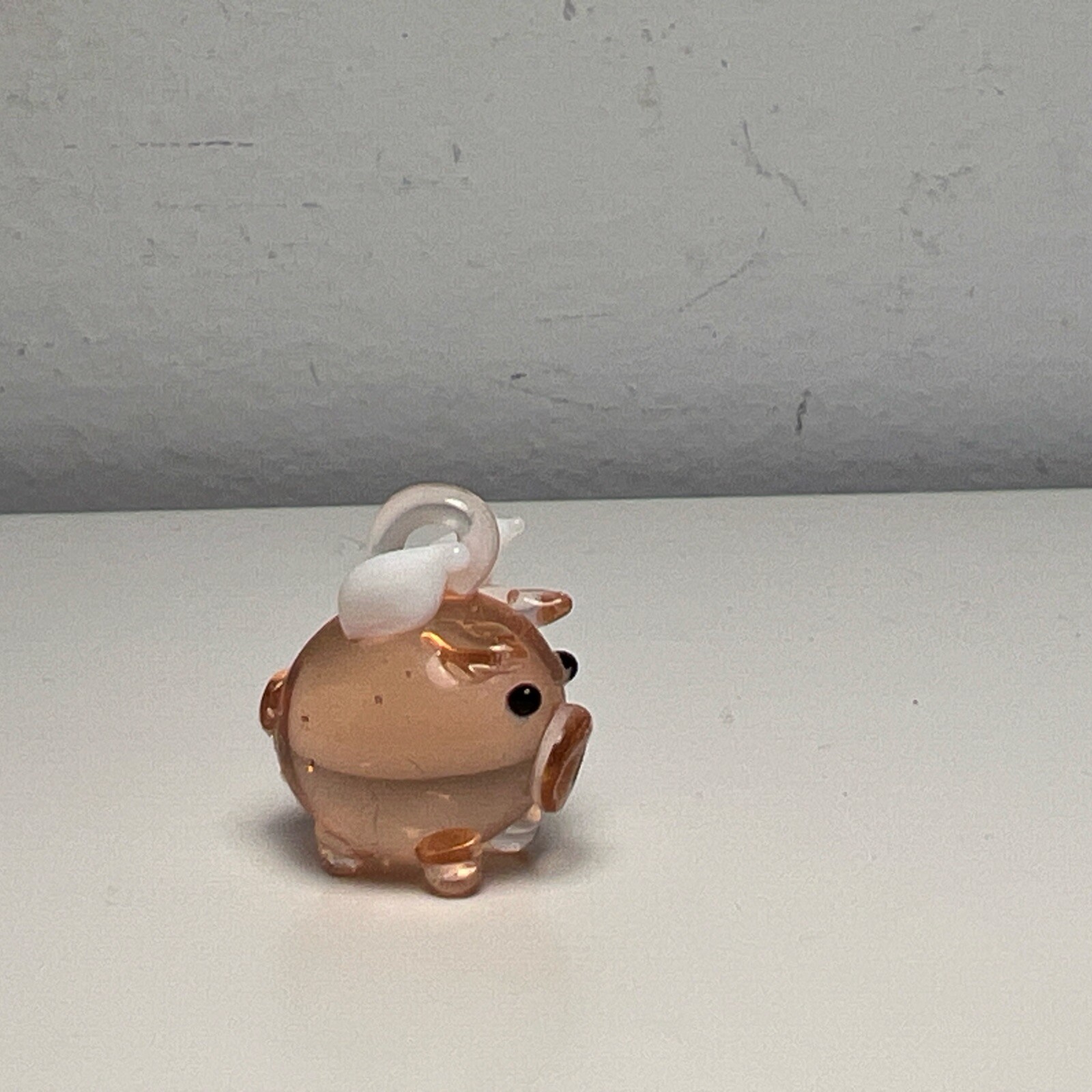 Mini Flying Pig Necklace Charm Ornament Pink Glass Hand Blown Christmas Tree .5″