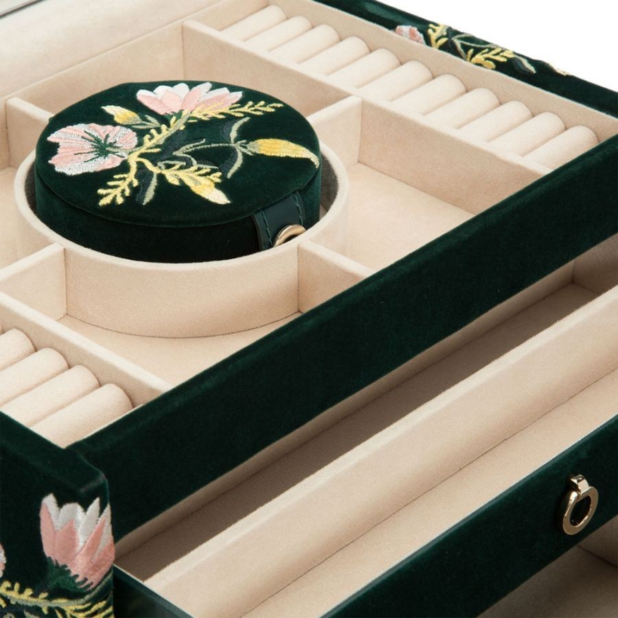 Zoe Medium Jewelry Box- Forest Green
