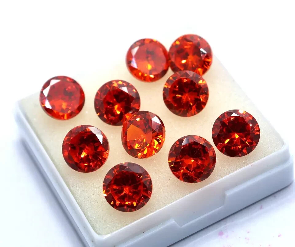 Natural Orange Zircon 50 Pcs Round Cut 6 mm Cambodian Certified Gemstone Lot