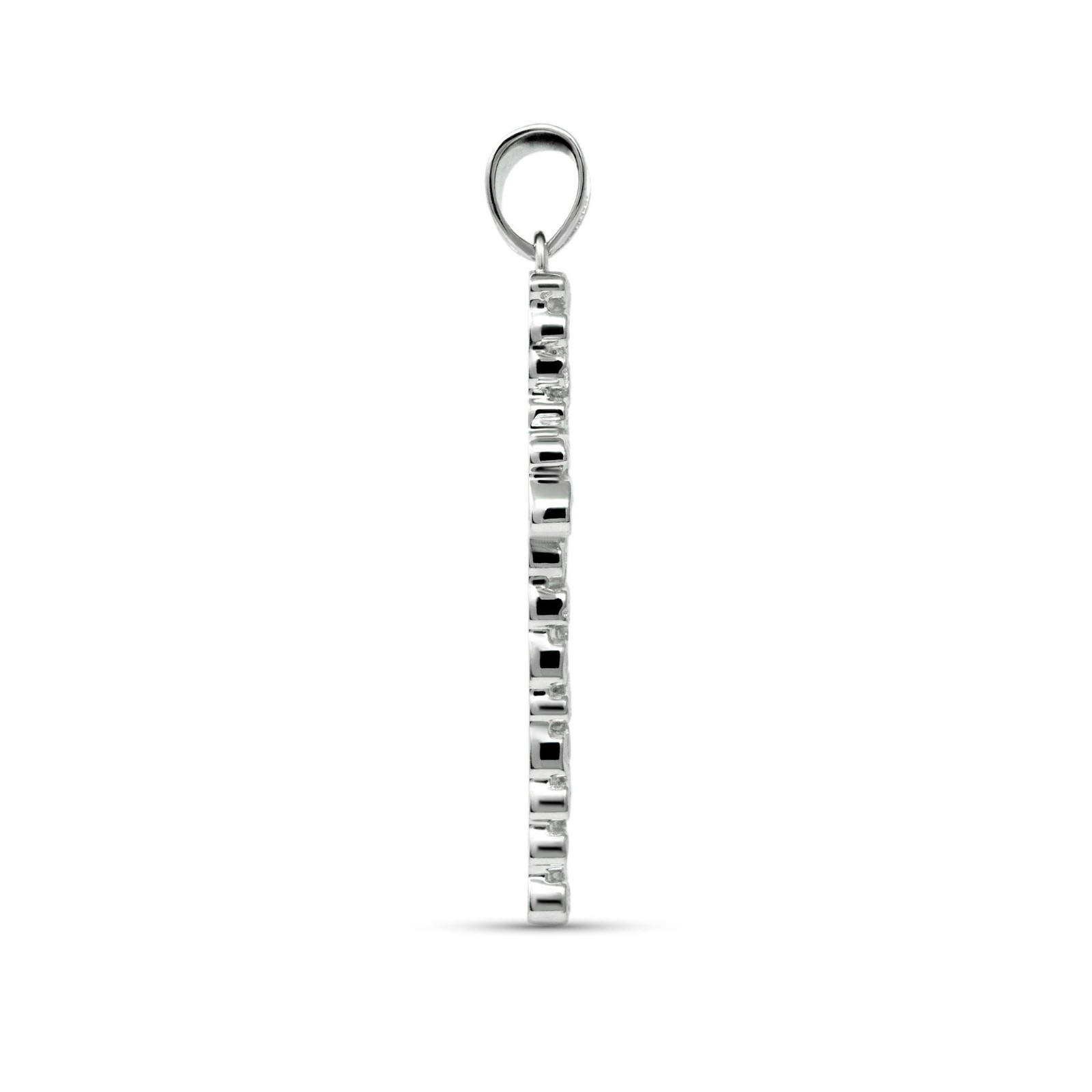 Mens Real Solid 925 Sterling Silver Nugget Cross Pendant Crucifix Necklace