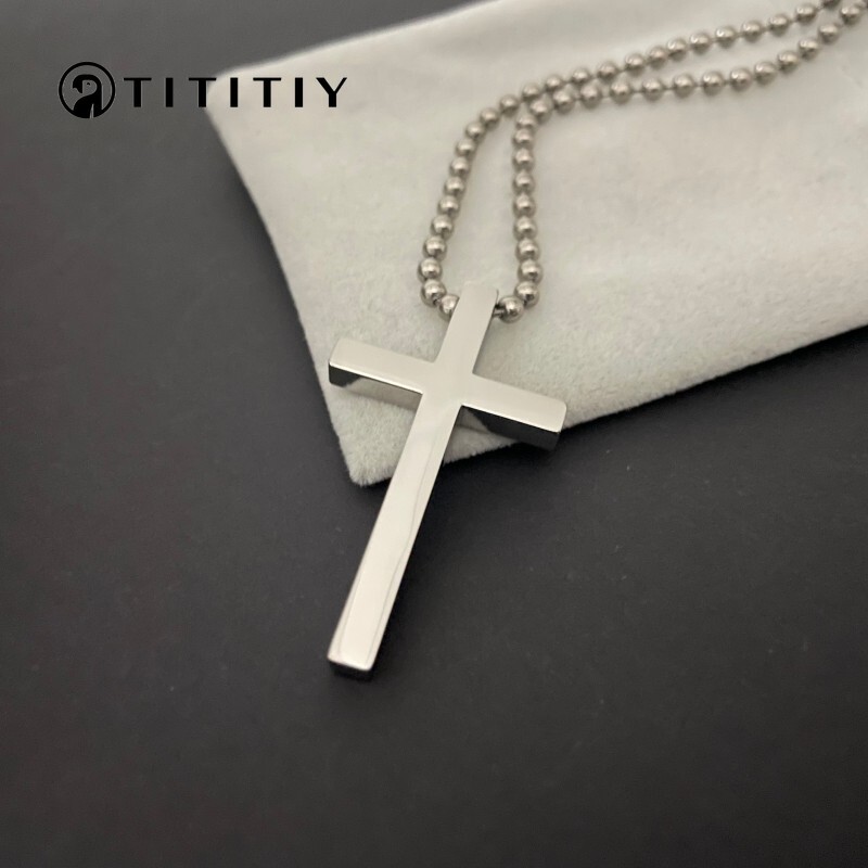 New Pure Titanium Cross Pendant Necklace Ultra-light Anti-allergy Classic Design