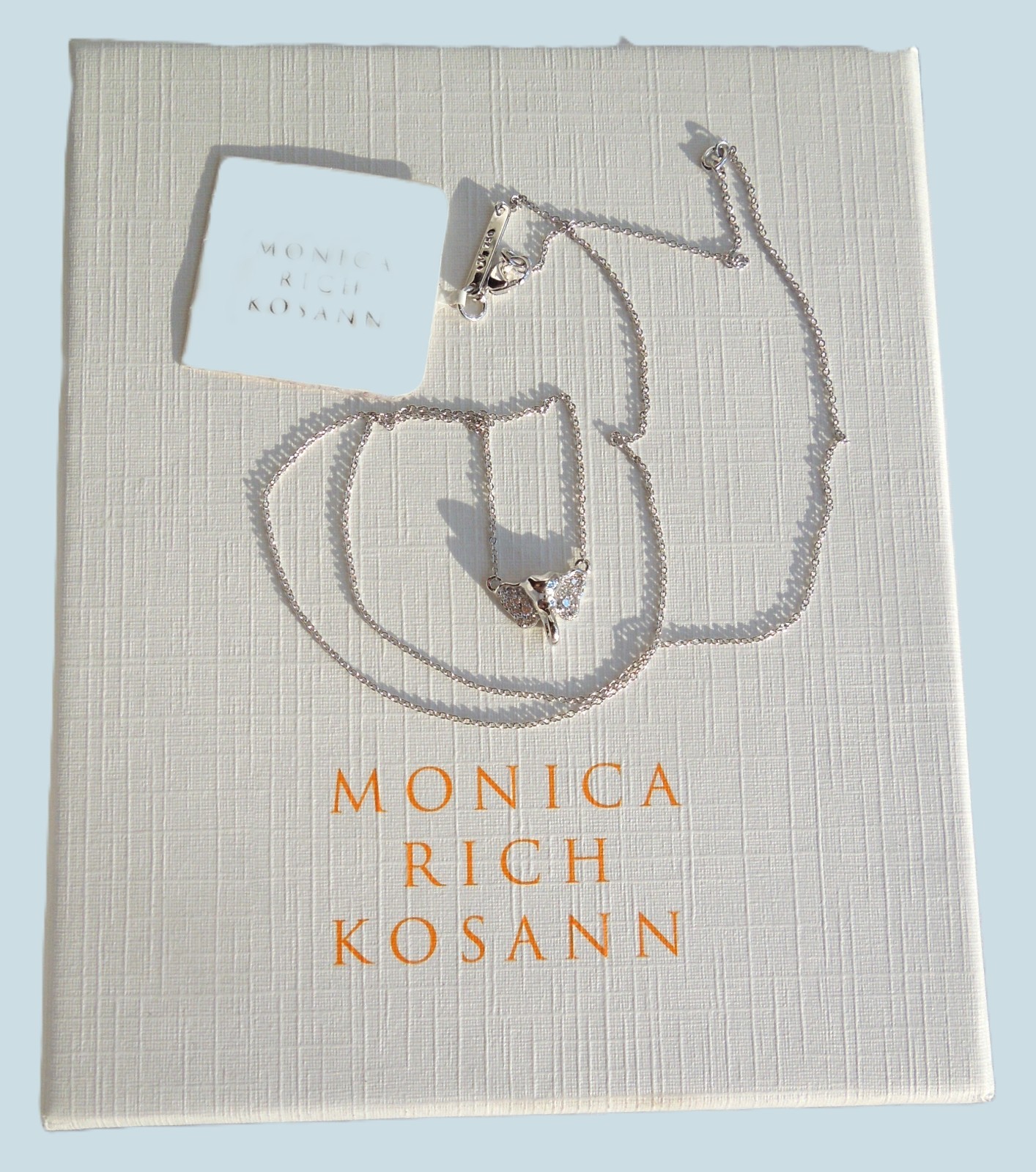 Monica Rich Kosann 18K White Gold & Diamond Elephant Luck Necklace $1,100 NWT