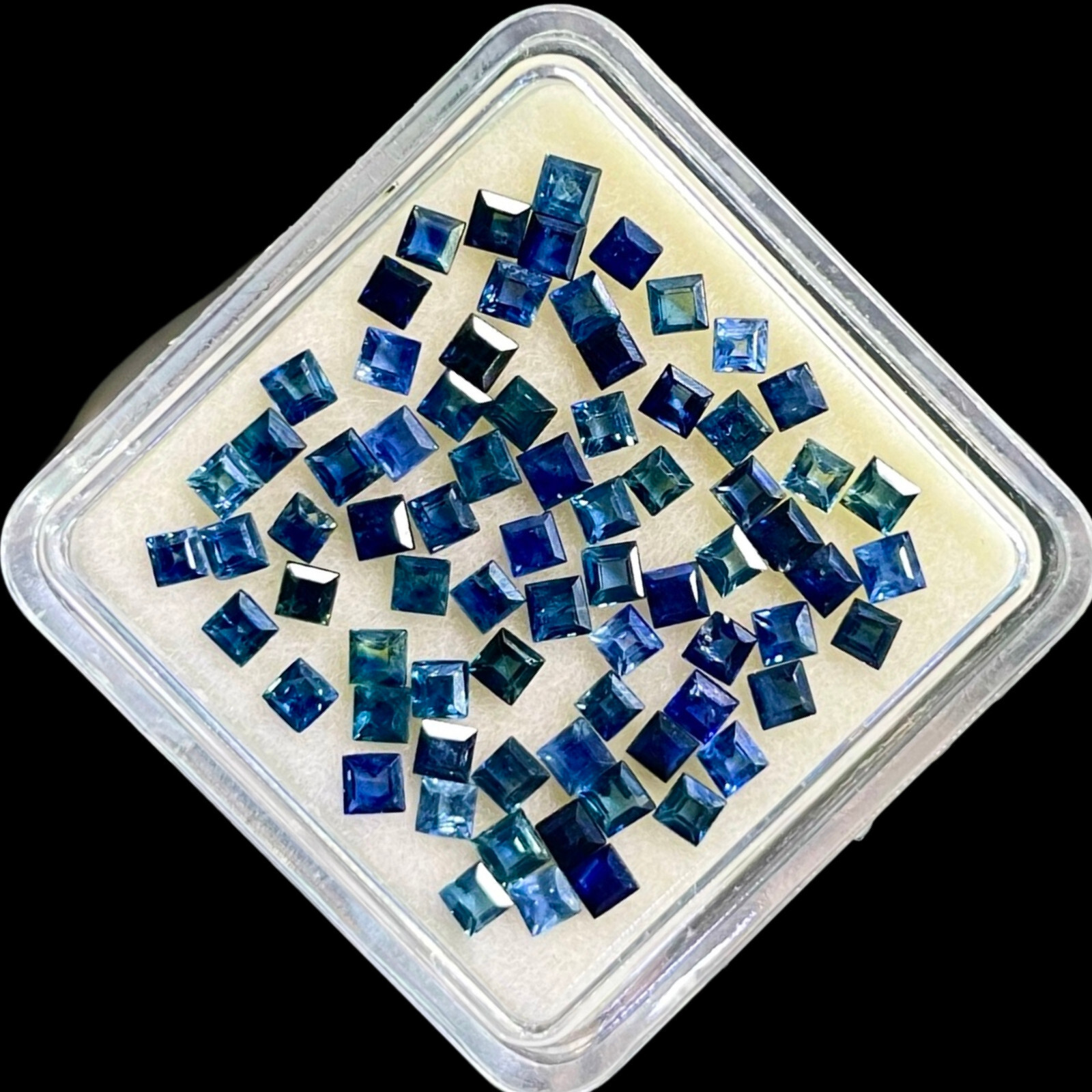 50 Pcs Natural Blue Sapphire 1.7mm Square Cut Loose Gemstones Lot Sri Lanka