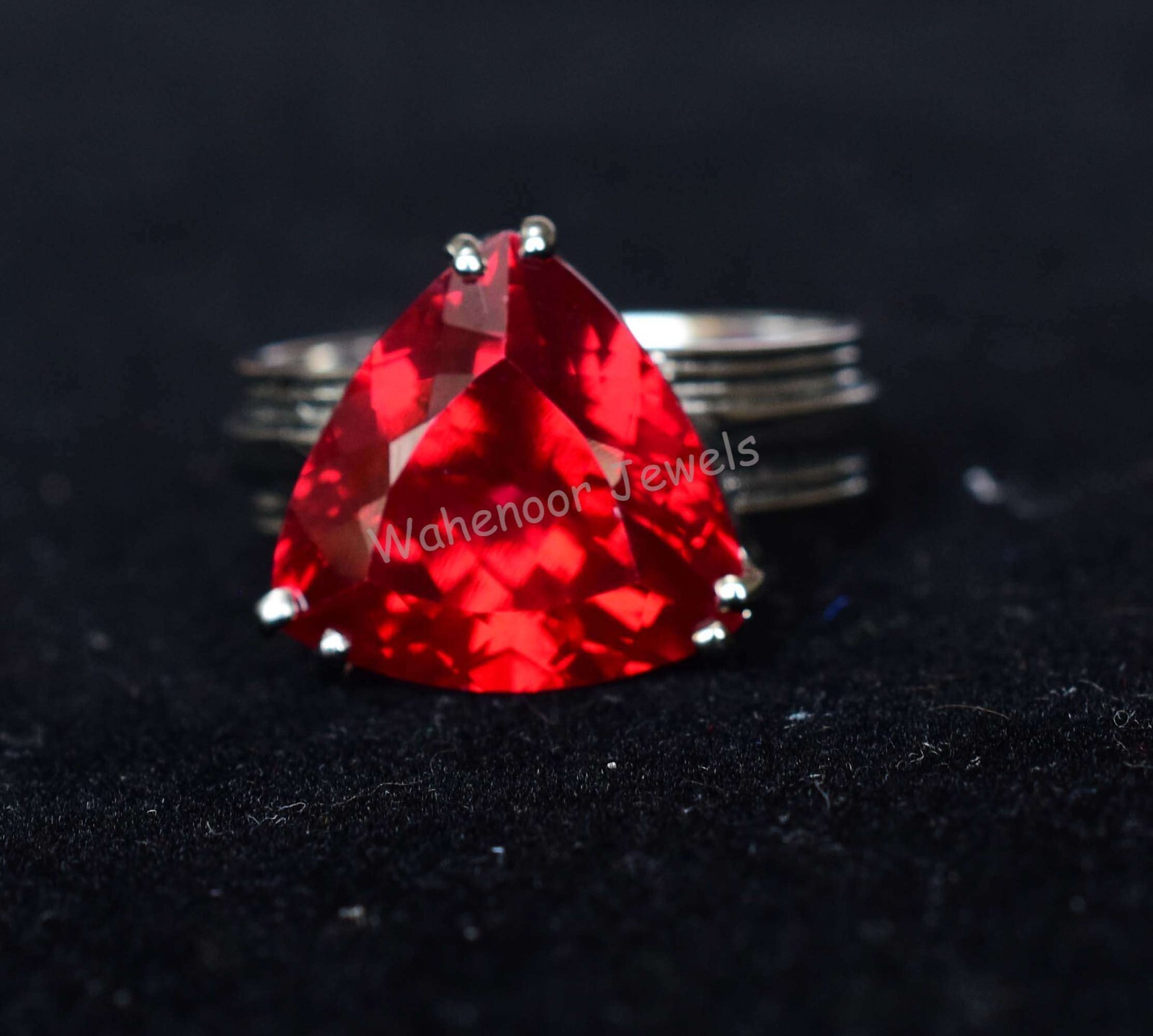 925 Sterling Silver Ring Natural Ruby 15 MM Round Wedding Ring CERTIFIED
