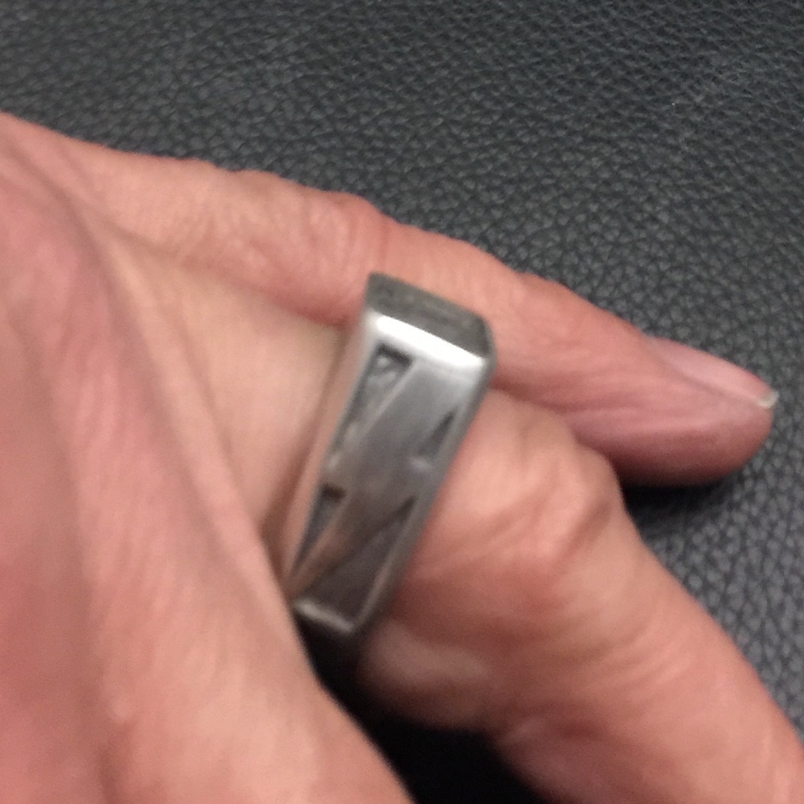 MJG STERLING SILVER RING. AC/DC. SIZE 10. BIKER. GUITAR PLAYER. SG. ANGUS
