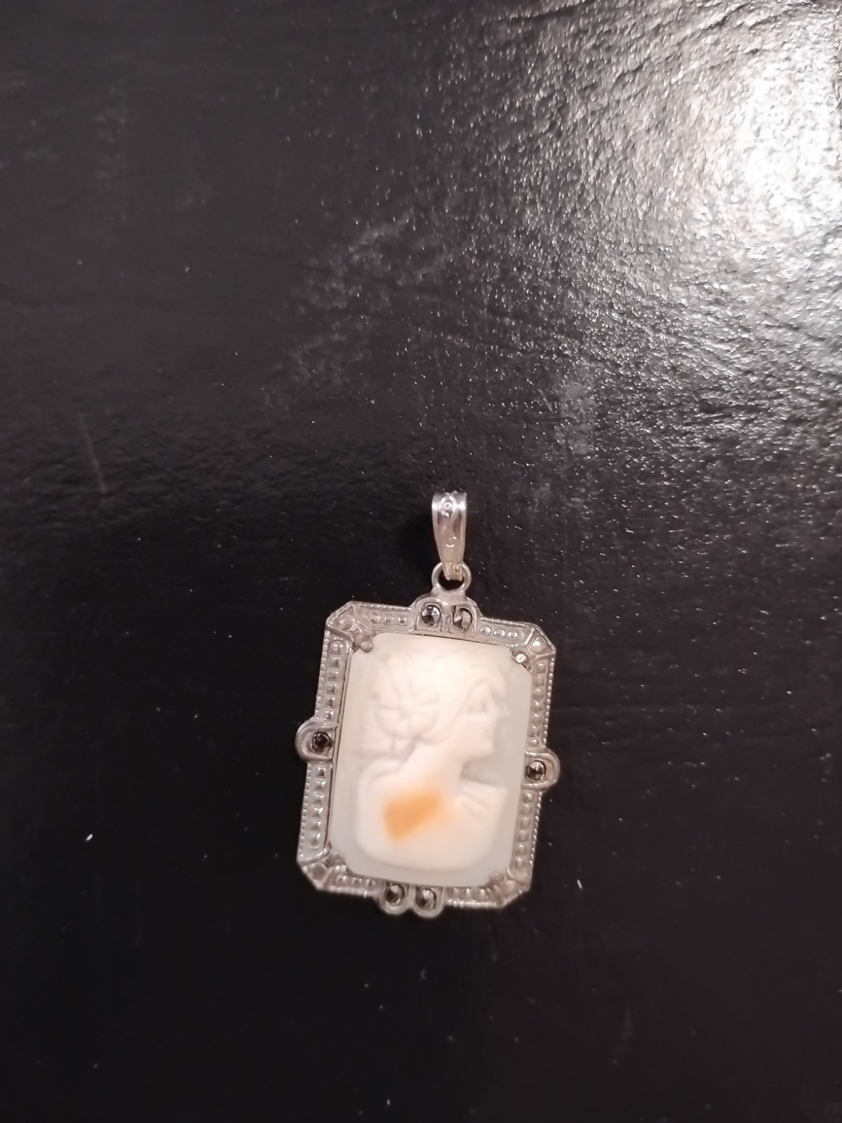 Vintage Rectangular Cameo Pendant