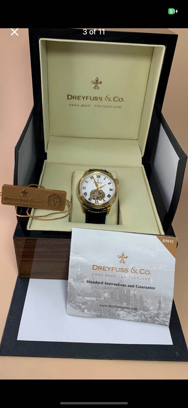 Dreyfuss&Co Seafarer Hand Made Gold Plated Automatic Skeleton Swiss MSRP$1950