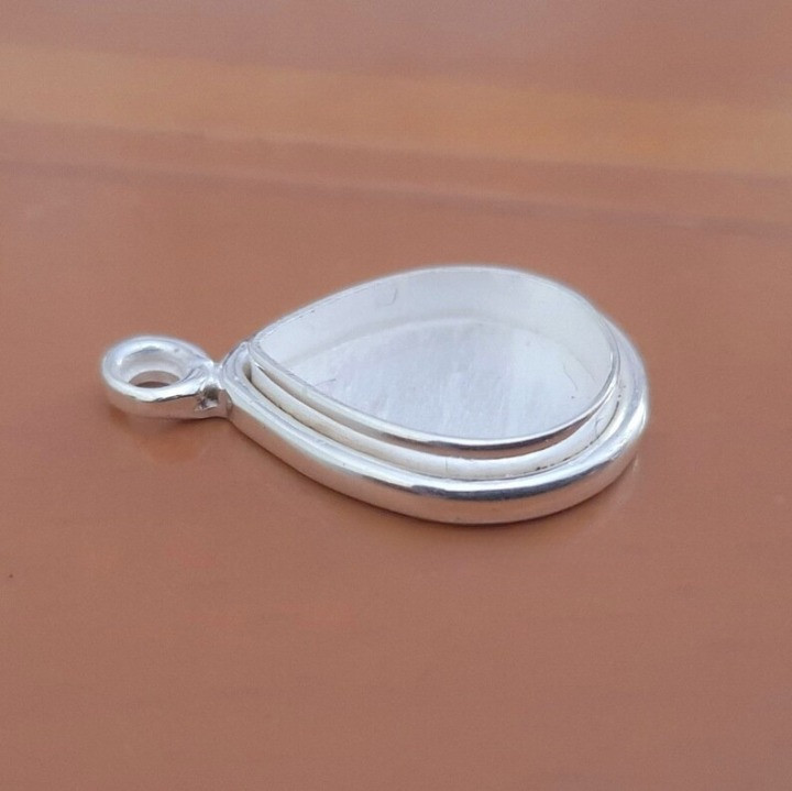 925 Sterling Silver 7x9mm Pear Bezel Pendant Blank Handmade Jewelry Setting
