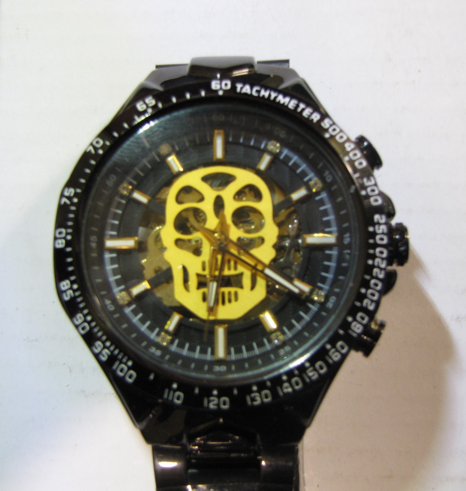 Automatic Men’s Skull Watch Stainless Steel Skeleton Dial Mechanical Wristwatch
