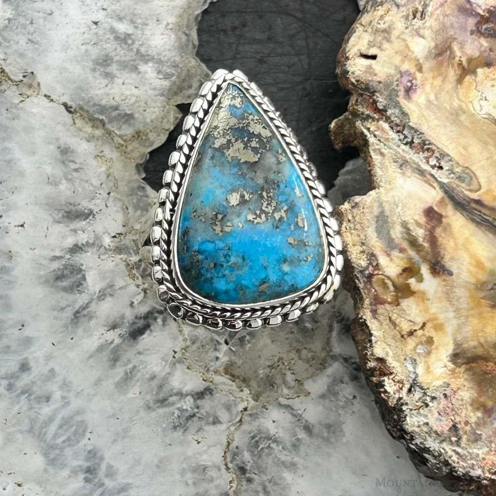 Sterling Southwestern Style Teardrop Shattuckite Decorated Ring Sz 6.5 For Women