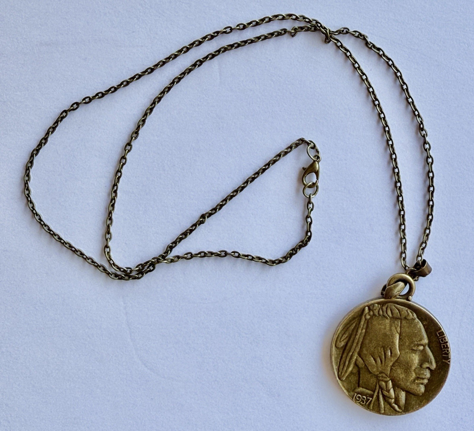 Men’s Buffalo Nickel Necklace Indian Head Unisex Replica Variation 1.5 Inches