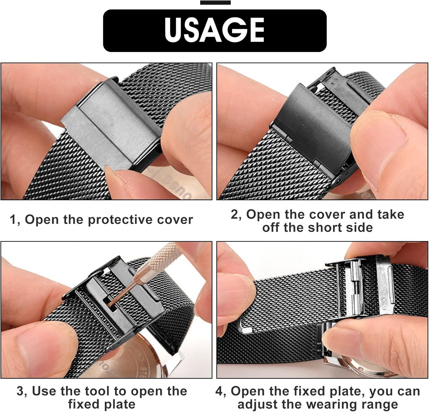 Elegant Milanese Mesh Adjustable Watch Band – Lightweight Stainless Steel, 20mm
