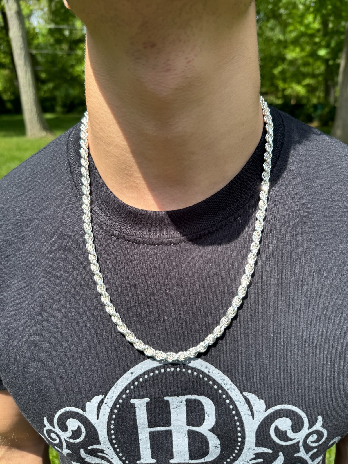 Men’s Rope Chain Real Solid 925 Sterling Silver Necklace 6mm 18″-30″ ITALY MADE