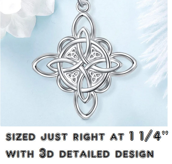 CELTIC KNOT WITCH PAGAN WICCA Pendant On 20″ 925 Sterling Silver Necklace Women