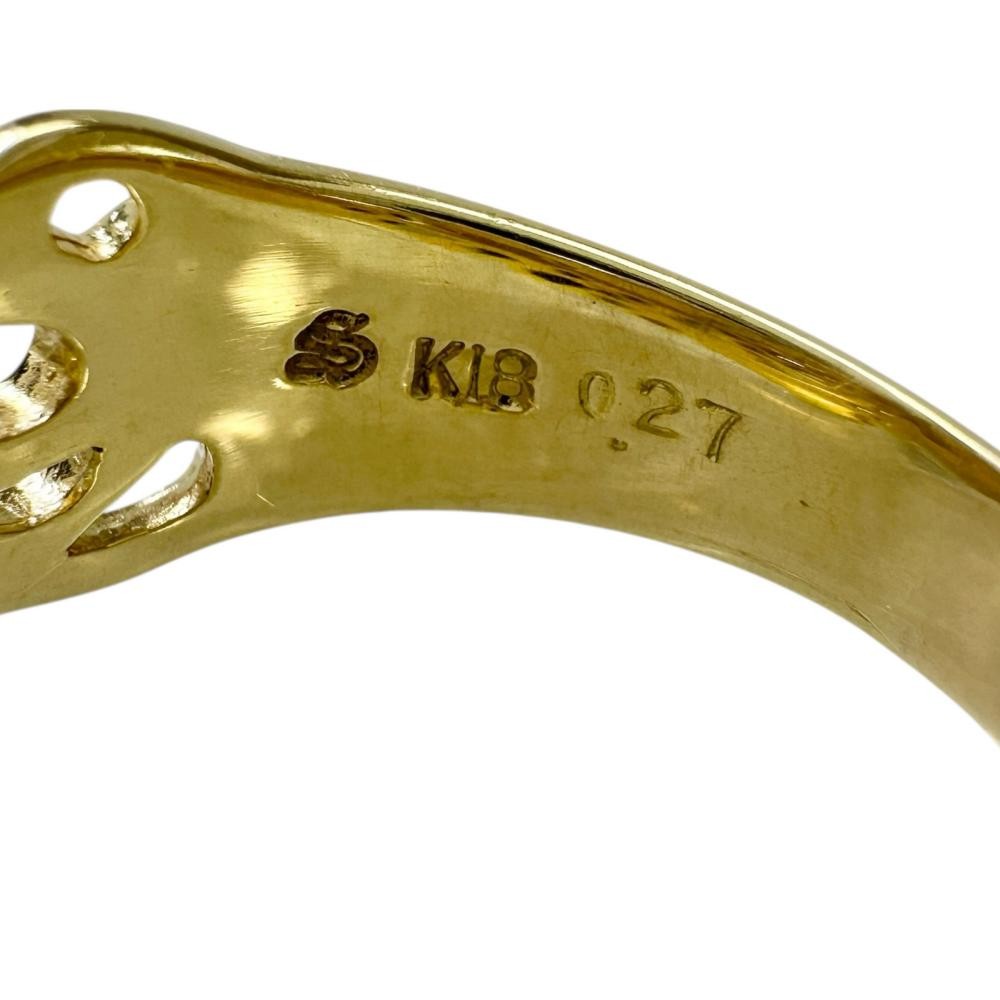 US 7.8 Flower motif diamond 0.27ct Ring K18 Gold 6.5g Women