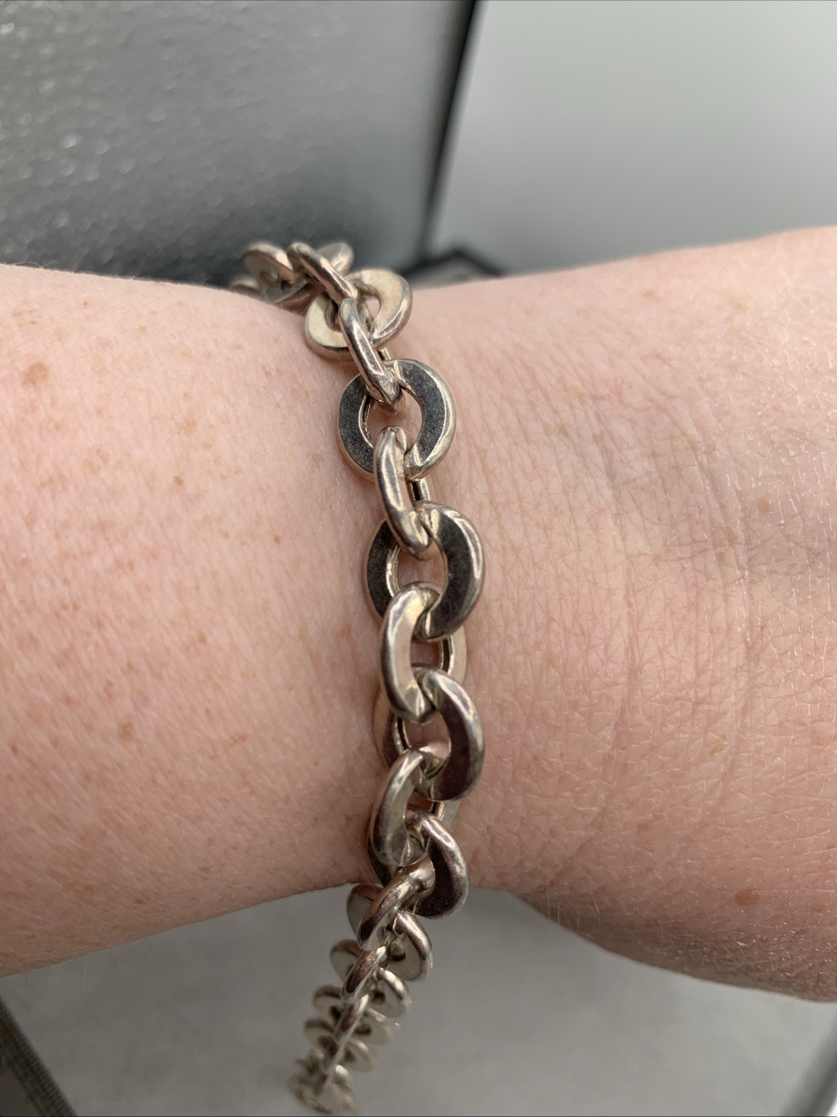 Vintage Milor Italy 950 Silver Chunky Oval Link Chain Bracelet 7.5″