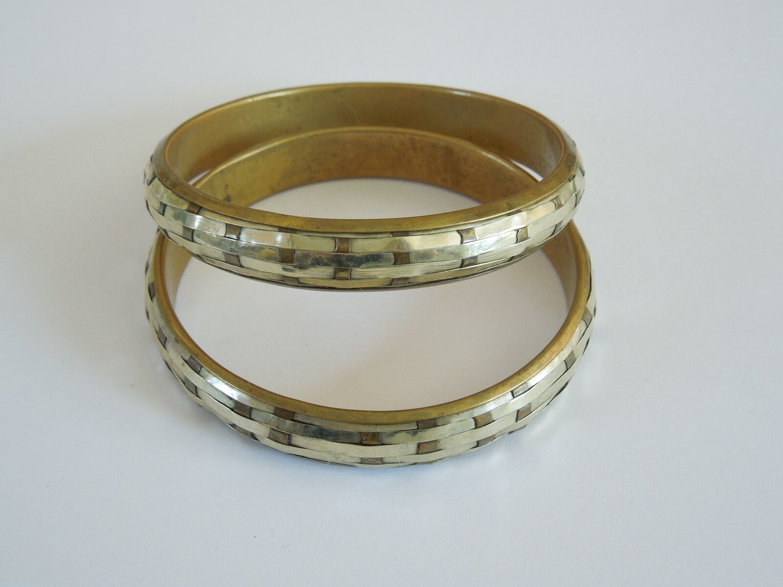 2 X Bicolor Vintage Bracelet Ø 6.6 Cm / Width: 1.1 Cm