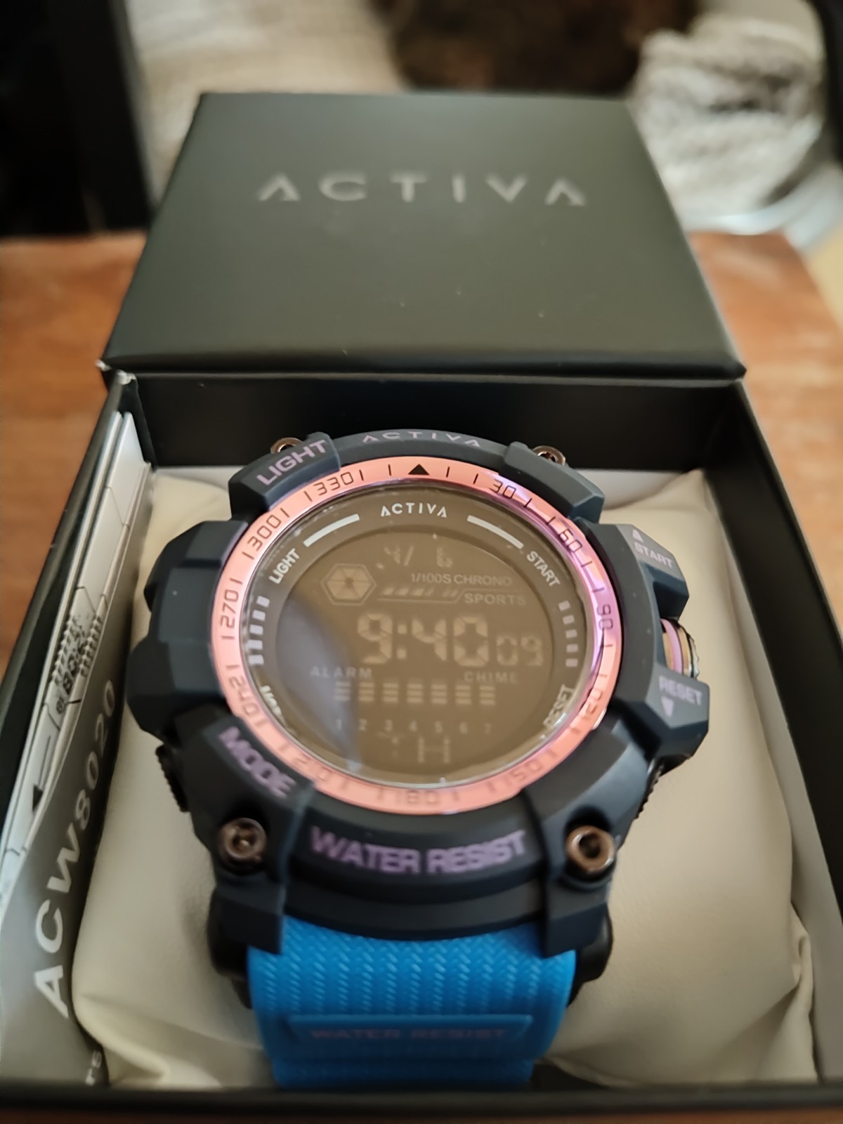 Invicta Activa Sport Watch Black With Pink Bezel And Blue Band