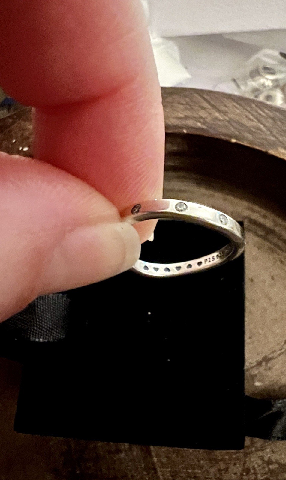 Pandora Ergonomic 925 Sterling Silver CZ Shimmering Ring. Size 48.