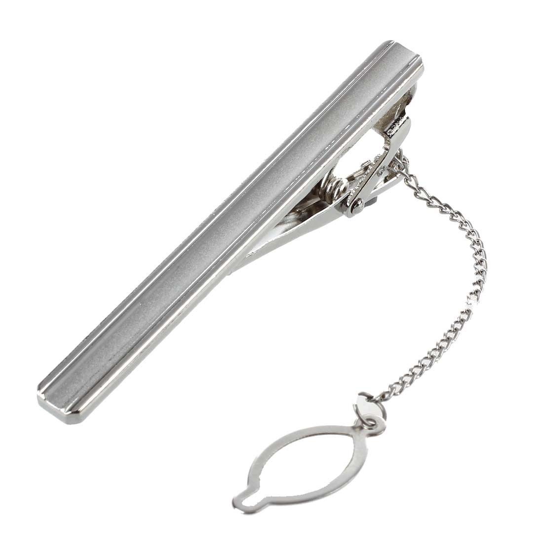 NEW Men’s Silver Tone 2 1/4″ Tie Bar Clip Clasp Brushed and Polished USA TUXXMAN