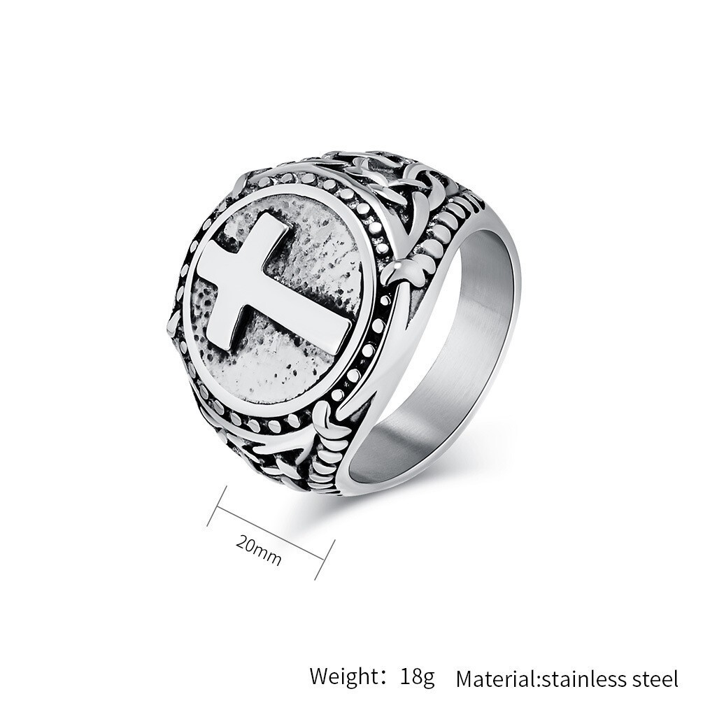Mens Celtic Knot Cross Signet Ring Gothic Stainless Steel Biker Band Boy Jewelry