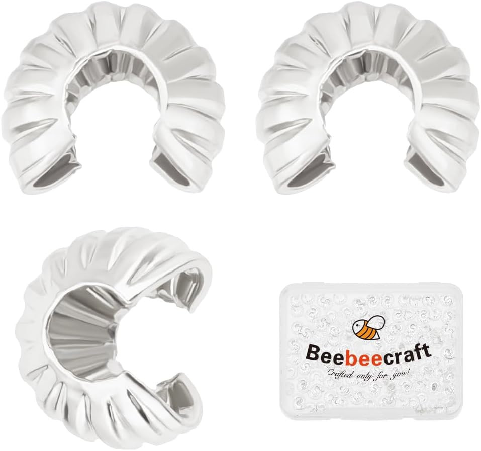 1 Box 160Pcs Silver Crimp Bead Covers 925 Sterling Silver Plated