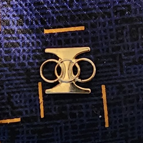 Vintage “I” Initial w/ 3 Golden Rings Tie Tack Clasp Stay Clip Pin Gold Tone
