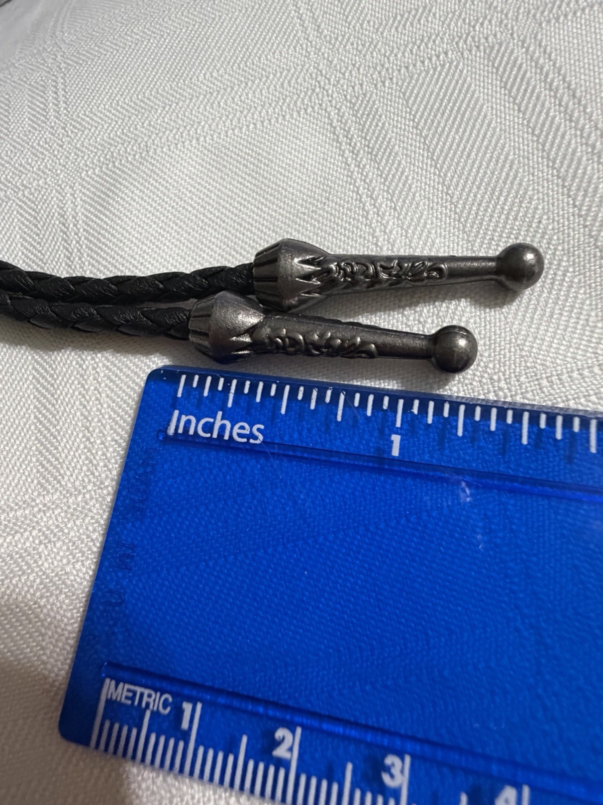 Leather BOLO Tie Silver Tone Metal Enamel Celtic Knot Country Western Neck Tie