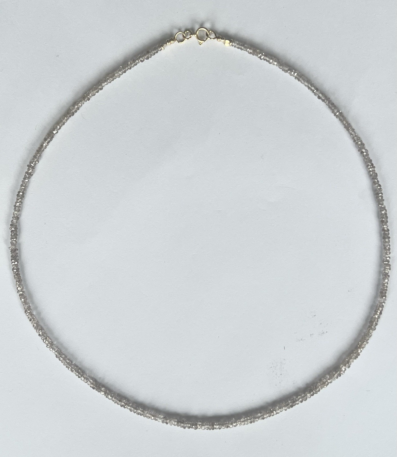 Natural zircon chain 375/9 carat yellow gold, 47 cm, grey/brown, beige