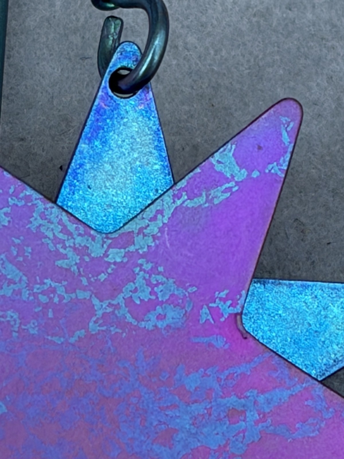 Vintage Star Dangle Earrings Spectore Exotic Anodized Titanium Starburst Blue