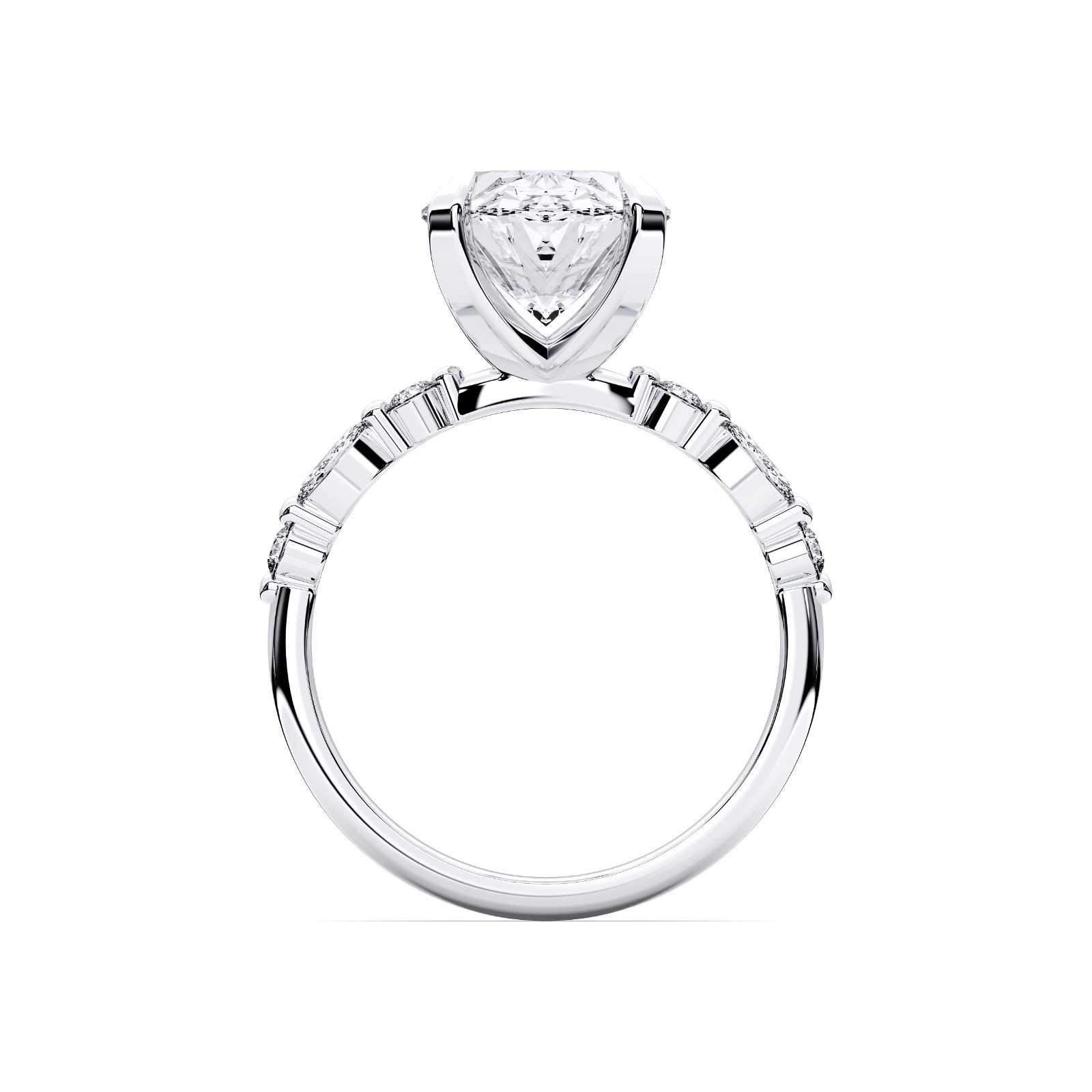 5.25 CT Oval & Round Cut Moissanite 7 Stone Engagement Ring 925 Silver for Women