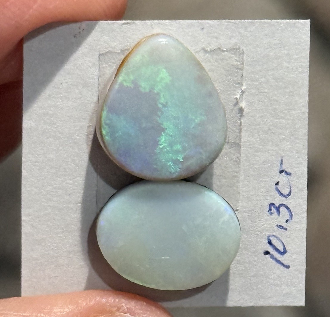 SALE 10.3ct 13x11mm 2 Pc Lot Gray Australian Doublet Opal Cabochon Gems