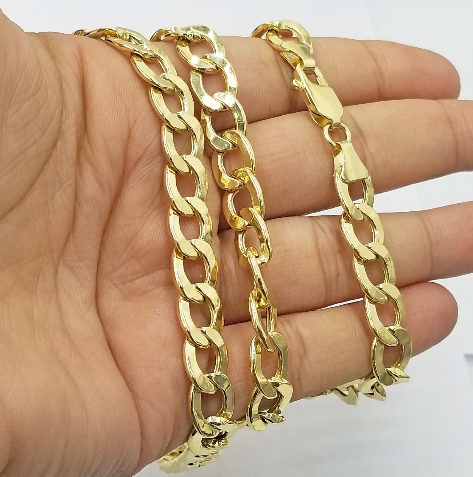 10K Yellow Gold Cuban Curb Link chain 10mm Necklace 18″-26″ Men Women