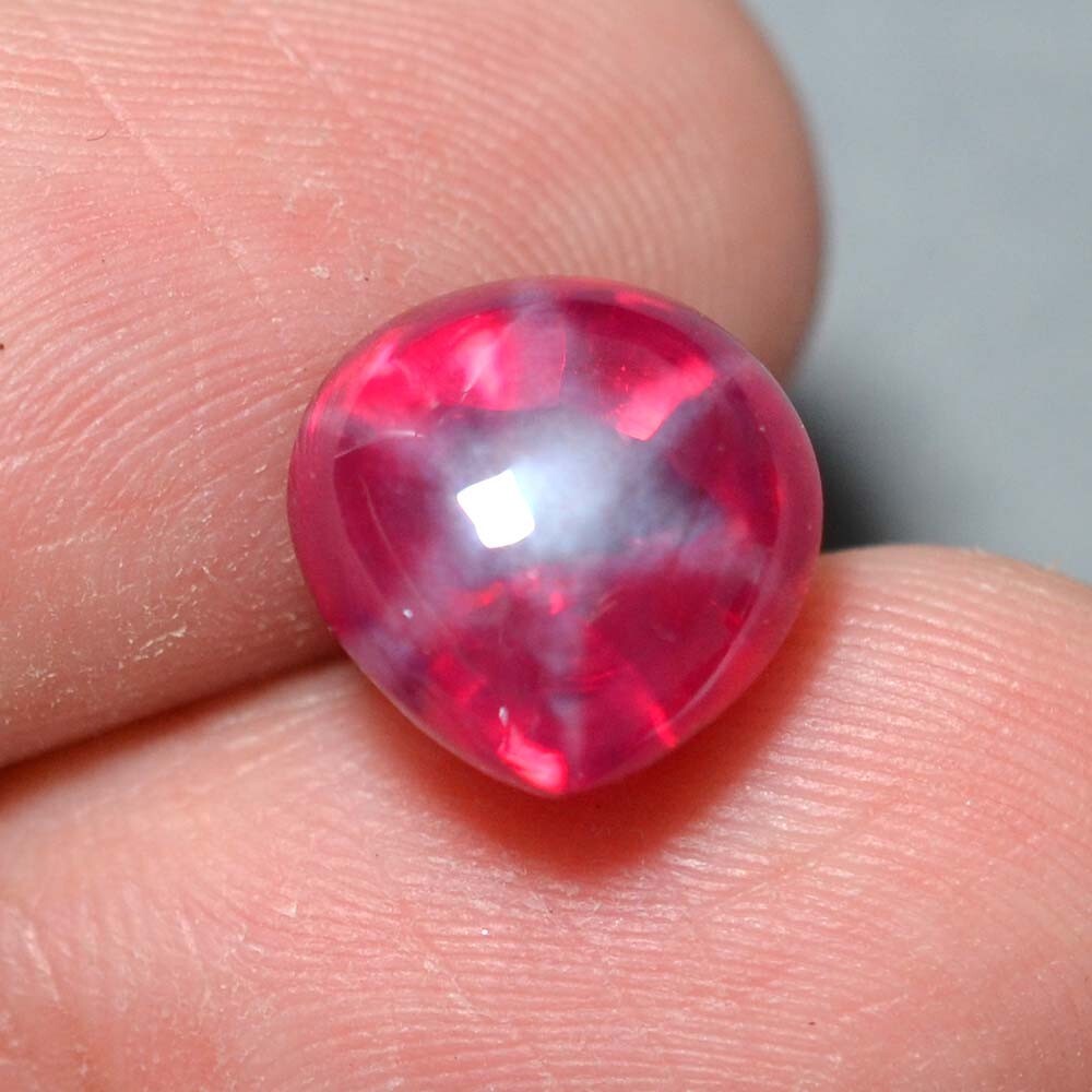 9.20 Ct 11.2×10.8 mm Pear Red Ruby Star Sapphire 6 Rays Lab Corundum VDO RRS9395